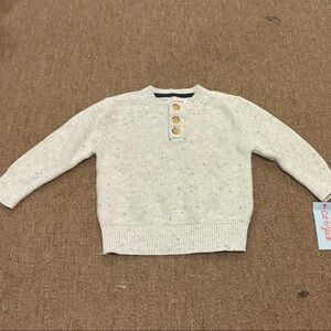 Cat & Jack Cream and Navy Speckled Sweater